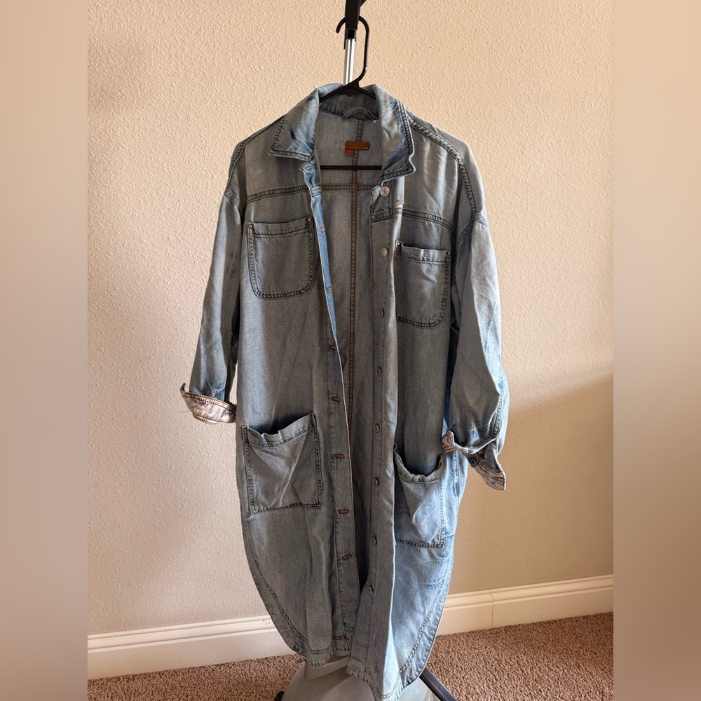 Anthropologie Pilcro Draped Denim Duster Jacket. Size XS.
